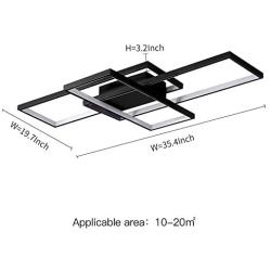 LED Ceiling Light AXSHINE Geometric Ceiling Light fixtures Modern Hanging Light 3Light Chandelier Ceiling Black Metal Light Rectangle Art Design Ceiling Lamp for Bedroom Livingroom with Natural Light