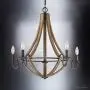 Luxury Farmhouse Chandelier, Large Size: 25''H x 26.5''W, with Rustic Style Elements, Wood Grain Metal with Antique Black Finish, UQL2960 from The Swansea Collection by Urban Ambiance