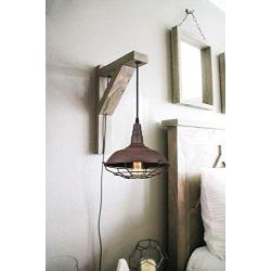 AXILAND Farmhouse Industrial Lighting Fixture Plug in Pendant Metal Hanging Lights