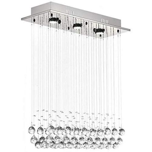 Munsinn Chandelier Modern K9 Crystal Raindrop Chandelier Lighting Flush Mount LED Ceiling Light Fixture Pendant Lamp for Dining Room Bathroom Bedroom Livingroom