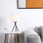 Modern Small Bedside Table Lamp - Black Desk Lamp for Living Room Bedroom with White Fabric Shade