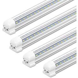 SHOPLED 4FT LED Shop Light for Garage, 36W, 4680LM, 6000K, Cool White, V Shape, No Ballast, T8 Integrated Fixture for Ceiling, Under Cabinet, Basement, Cooler Lighting, Plug and Play 4 Pack