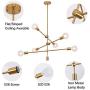 6 Lights Modern Sputnik Chandelier Gold Brass Lighting Fixture Mid Century Hanging Pendant Light for Dining Room Kitchen Island Bedroom Indoor Decor