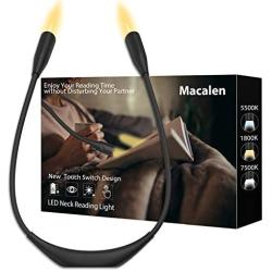 Macalen LED Book Light, Amber Neck Reading Light,Book Lights for Reading in Bed, Rechargeable Reading Lamp, Eye Protection Lightweight Portable Reading Light for Knitting, Mending, Crafts