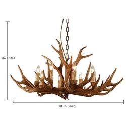 Retro Resin Antler Chandelier, Vintage Deer Pendant Lights Rural Countryside Chandelier Hanging Indoor Lights Decorative Twig Lights for Living Room Bar Cafe Lighting