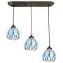 KAKM Hanging Light Pendant Lighting Tiffany Style Kitchen Island Pendant Lamps with Lotus Stained Glass Shade, Mediterranean Dining Room Chandeliers for Hanging Over Bar Cafe Table (Color : Blue)