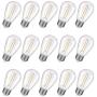 Shatterproof LED S14 Outdoor String Light Bulb,Non-Dimmable,Worm White 2200K,100LM,Plastic Bulbs, E26 Base (15PACK)