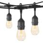 Outdoor Patio String Lights 48Ft Weatherproof Commercial Grade Hanging Lights with 15 S14 Edison Bulbs, UL Listed Connectable Strand for Backyard Porch Bistro Tent Party, 11W, E26 Base, Black
