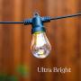 Brightech Ambience Pro - Weatherproof, Solar Power Outdoor String Lights - 27 Ft Hanging Edison Bulbs Create Bistro Ambience in Your Yard - Commercial Grade, Shatterproof - 1W LED, Warm White Light