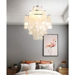 Ceiling Lights Dining Room Bedroom Shell Piece Chandelier Modern Design Flush Mount Hanging Lamp Made from Hundreds of Capiz Mother-of-Pearl Plates E27 Living Room Kitchen Island Pendant Lighting