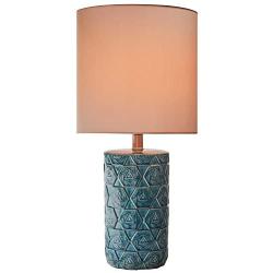 Amazon Brand - Rivet Geometric Ceramic Living Room Table Desk Lamp, 22.75'', Blue