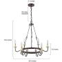 LALUZ Dining Room Chandelier, Rustic Hanging Light Fixture, French Country Style for Bedroom, Kitchen Island with Adjustable Chain, 6 Source, 28.3″ W x 26.4″ H