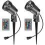 RGB Outdoor Spotlight Led Lawn Flood Light Stake, 2 Pack 6W Outdoor Color Changing Landscape Lighting Fixture, Waterproof Ac Electric Landscaping Spot Light for Yard Garden Driveway Pathway Home