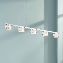 Liv Chrome Linear Island Pendant Chandelier 35 1/2'' Wide Modern LED Clear Glass Crystal 5-Light Fixture for Kitchen Island Dining Room - Possini Euro Design