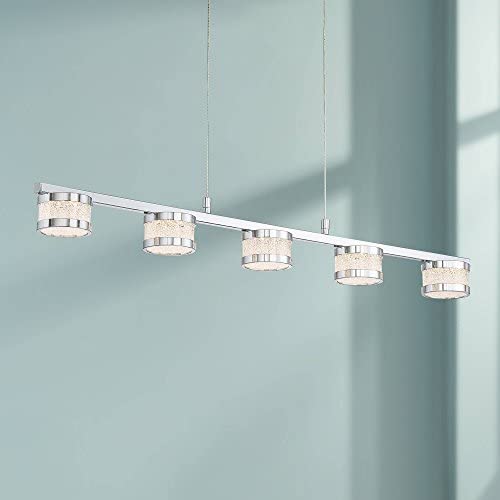 Liv Chrome Linear Island Pendant Chandelier 35 1/2'' Wide Modern LED Clear Glass Crystal 5-Light Fixture for Kitchen Island Dining Room - Possini Euro Design Liv Chrome Linear Island Pendant Chandelier 35 1/2'' Wide Modern LED Clear Glass Crystal 5-Light Fixture for Kitchen Island Dining Room - Possini Euro Design