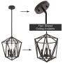 VINLUZ 3 Light Industrial Farmhouse Chandeliers Oil Rubbed BronzeMetal Geometric Lantern Pendant Lighting, Candle-Style Hanging Light Fixtures Ceiling for Kitchen Island Dining Room Bedroom