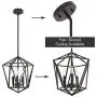VINLUZ 3 Light Industrial Farmhouse Chandeliers Oil Rubbed BronzeMetal Geometric Lantern Pendant Lighting, Candle-Style Hanging Light Fixtures Ceiling for Kitchen Island Dining Room Bedroom