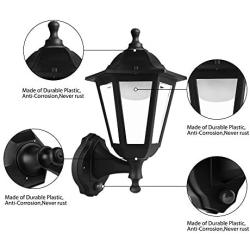 FUDESY Traditional Style LED Outdoor Wall Lantern with Motion Sensor, Black Polypropylene Plastic Porch Lamp with Clear Acrylic Lenses, Waterproof Porch Light Fixtures,P616-PIR