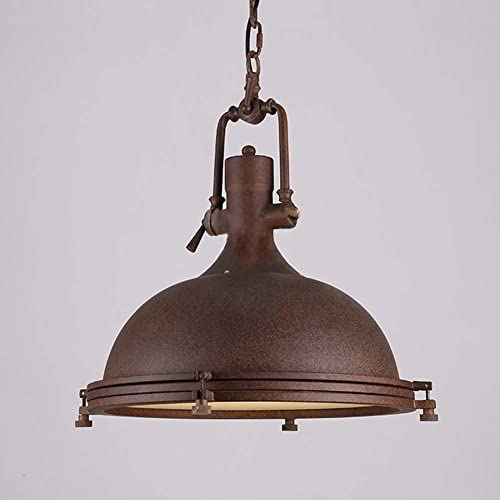 Industrial Nautical Style Single Pendant Lamp - LITFAD 18'' Dome Shape Pendant Light Mounted Fixture Lighting Dining Room Lighting Fixtures Hanging in Rusty