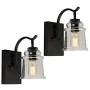 Maxax Wall Sconce Set of 2 Wall Lights with Clear Glass Shade,Home Lighting Wall Lamp for Dining Room,Bedroom Bedside,Living Room,Hallway,Black Finish