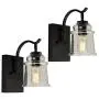 Maxax Wall Sconce Set of 2 Wall Lights with Clear Glass Shade,Home Lighting Wall Lamp for Dining Room,Bedroom Bedside,Living Room,Hallway,Black Finish