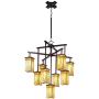 Sedona Dark Bronze Large Chandelier 32 1/2'' Wide Rustic Amber Gold Art Glass 9-Light Fixture for Dining Room House Foyer Kitchen Island Entryway Bedroom Living Room - Robert Louis Tiffany