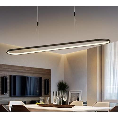 ROYAL PEARL Modern Linear LED Chandelier Lighting with Adjustable Hanging Light, Black