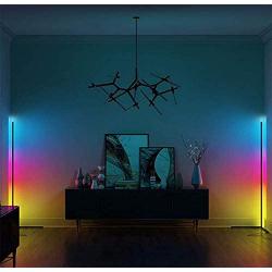 JINGBO Minimalist Nordic RGB Floor Lamp Living Room Decoration Colorful Floor Light Bedroom Bedside Corner Stand Lights Indoor Standing Lighting 20W [Energy Class A+++],Black