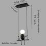 Creative LED Pendant Lighting Modern Little People Ceiling Pendant Light Fixture Adjustable Hanging Lights Kitchen Island Iron Cartoon Doll Chandeliers Bedrooms 1×E26 Baking Paint (Black, One)