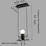 Creative LED Pendant Lighting Modern Little People Ceiling Pendant Light Fixture Adjustable Hanging Lights Kitchen Island Iron Cartoon Doll Chandeliers Bedrooms 1×E26 Baking Paint (Black, One)
