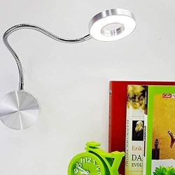 TopDeng Led Gooseneck Wall Lights, 5w Adjustable Angle Hardwired Hose Flexible Wall lamp Bedroom Study Room Reading Light 40cm-Silvery-no Switch Cold White