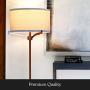 Brightech Elijah Modern Floor Lamp for Bedrooms – Mid Century Free Standing Light for Living Room or Office Bright Lighting — Tall Reading Indoor Pole Lamp with Drum Shade - with LED Bulb - Bronze