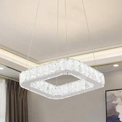 Ganeed K9 Crystal Chandeliers,16W Modern LED Pendant Light Ceiling Light,Adjustable Height Pendant Chandelier,Hanging Light Fixture for Kitchen Island Living Dining Room Restaurant(Dia 11.8'')