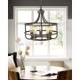 Zeyu 5-Light Industrial Round Chandelier, 20 Inch Farmhouse Kitchen Pendant Light for Dining Room, Oil Rubbed Bronze Finish, 9808-5P ORB
