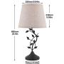 Dual USB Table Lamp, Kakanuo Traditional Bedside Lamp with USB Fast Charging Ports, Cream Drum Fabric Shade, Large Retro Table Lamp for Bedroom, Living Room, Black