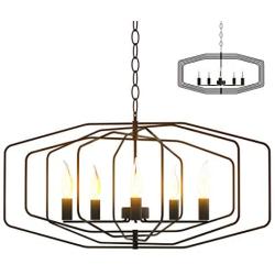 SAFEPLUS Foldable Pendant Lighting, Industrial Vintage Metal Spherical Rustic Chandelier Hanging Cage Globe Ceiling Light Fixture for Kitchen Island Dining Room Bedroom Farmhouse Entryway Foyer