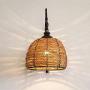 Mopoq Antique Rattan Wall Light Fixture Classic American Wrought Lantern Wall Sconce E27 Art Deco Lighting Wall Lamp for Dining Room Wall Living Room Corridor Bedside Living Room Barn (Size : 1 pcs)