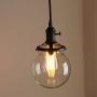 Pathson Industrial Island Pendant Lights, 3-Lights Dining Pendant Lighting with Globe Glass, Vintage Hanging Lamp Fixtures for Kitchen Living Room Bedroom (Black)