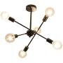 Sputnik Chandeliers 6 Lights Modern Pendant Lighting Industrial Vintage Ceiling Light Fixture for Bedroom Bathroom Kitchen Livingroom Dining Room, Black