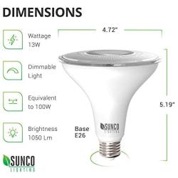 Sunco Lighting 2 Pack PAR38 LED Bulb 13W=100W, 4000K Cool White, 1050 LM, Dimmable, Indoor/Outdoor Spotlight, Waterproof - UL & Energy Star