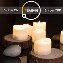 Homemory Battery Tea Lights with Timer, 6 Hours on and 18 Hours Off in 24 Hours Cycle Automatically, Pack of 12 Timing LED Candle Lights in Warm White