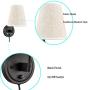 Bedroom Reading Plug-in Wall Lamp Fabric Shade Wall Sconces Light Set of 2