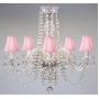 New! Authentic All Crystal Chandelier Lighting Chandeliers with Pink Shades!
