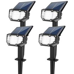 Solar Spotlight Outdoor Landscape Light 19 LED Waterproof with Adjustable Solar Panel and Adjustable Head Bright White Light 2-in-1 Powered Wall Light for Yard Walkway Driveway Garden 4 Pack