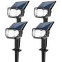 Solar Spotlight Outdoor Landscape Light 19 LED Waterproof with Adjustable Solar Panel and Adjustable Head Bright White Light 2-in-1 Powered Wall Light for Yard Walkway Driveway Garden 4 Pack