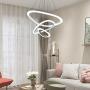 Jaycomey Modern Chandelier LED Pendant Light,72W Contemporary 3 Triangle Ring Chandelier Light Fixture,Chandeliers for Dining Rooms Bedroom Living Room Kitchen Island,Cool White/6000K,Adjustable Sling