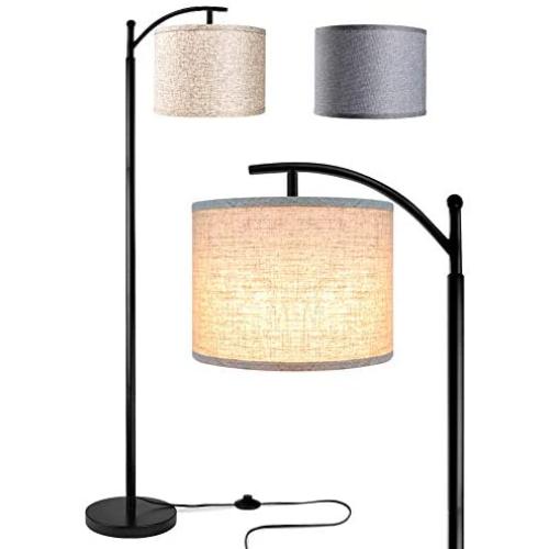 Rottogoon Floor Lamp for Living Room, LED Standing Lamp with 2 Lamp Shades for Bedroom, 9W LED Bulb Included