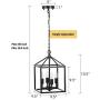 CO-Z 4-Light Lantern Chandelier Light Fixture in Black Finish, Industrial Farmhouse Lantern Pendant Light Square cage, Carmen Ceiling Hanging Light Fixture for Kitchen Island Foyer Entryway Bedroom