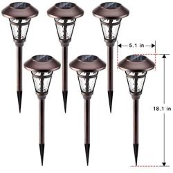 Solpex Solar Pathway Lights Outdoor,6 Pack Solar Garden Lights, Bronze Finshed, Waterproof Solar Walkway Lights Outdoor Lawn, Patio, Yard, Garden, Pathway, Walkway and Driveway.