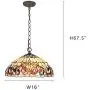 Capulina Tiffany Dining Table Lights, 16 Inch Wide Hanging Tiffany Style Lamp, 2-Light Stained Glass Lighting Fixtures, Stained Glass Dining Room Lights, Victorian Tiffany Pendant Lights Capulina Tiffany Dining Table Lights, 16 Inch Wide Hanging Tiffany Style Lamp, 2-Light Stained Glass Lighting Fixtures, Stained Glass Dining Room Lights, Victorian Tiffany Pendant Lights